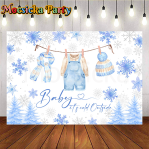 Mocsicka Baby It’s Cold Outside Backdrop for Baby Shower