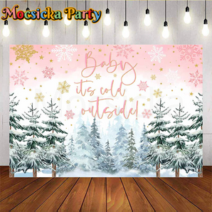 Mocsicka Baby It’s Cold Outside Backdrop for Baby Shower