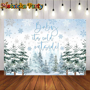 Mocsicka Baby It’s Cold Outside Backdrop for Baby Shower