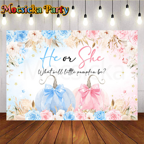 Mocsicka He or She what will little blue&pink pumpkin be for Baby shower