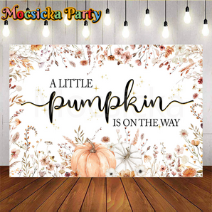 Mocsicka A Little Pumpkin is on the Way Baby Shower Backdrop