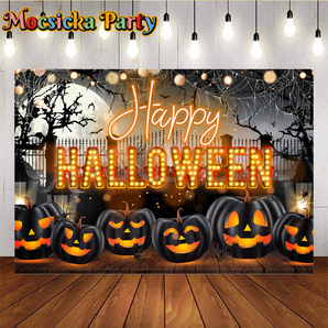 Mocsicka Spooky Pumpkin Backdrop for Halloween
