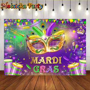 Mocsicka Mardi Gras Party Backdrop – Carnival Theme Decoration