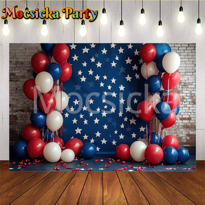Mocsicka Blue White And Red Balloons American Independence Day Party Backdrops
