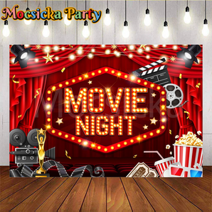 Mocsicka Movie Night Backdrop for Party Decorations