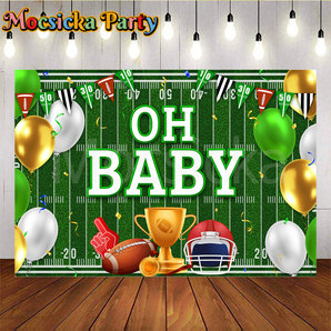 Mocsicka Oh Baby Touchdown Backdrop for Baby Shower Party