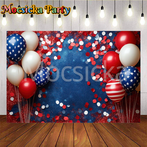 Mocsicka White Blue And Red Balloons American Independence Day Party Backdrops