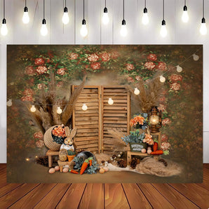 Mocsicka Spring Easter Vintage Pattern Family Photo Backdrop