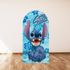 Mocsicka Stitch Birthday Party Double-printed Arch Cover Backdrop