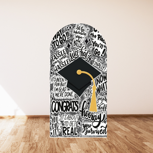 Mocsicka Congrats Graduates Party Double-printed Arch Cover Backdrop