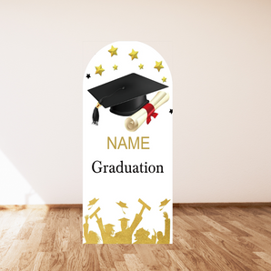 Mocsicka Graduation Double-printed Arch Cover Backdrop with Your Name