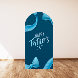 Mocsicka Blue Bow Tie Happy Father's Day Double-printed Arch Cover Backdrop