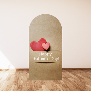 Mocsicka Brown and Red Hearts Happy Father's Day Double-printed Arch Cover Backdrop