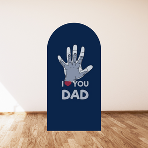 Mocsicka Big Hand Holding Little Hand  Double-printed Arch Cover Backdrop for Father's Day