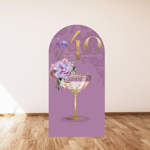 Mocsicka Purple Happy 40th Birthday Party Double-printed Arch Cover Backdrop