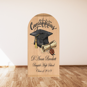 Mocsicka Brown Congratulations Graduation Double-printed Arch Cover Backdrop