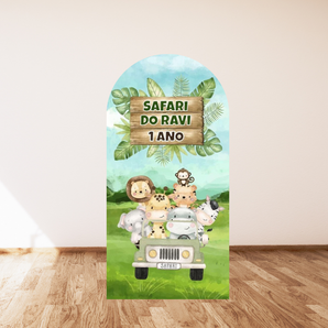 Mocsicka Safari Birthday Party Double-printed Arch Cover Backdrop