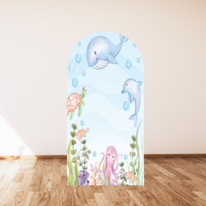 Mocsicka The Underwater World Theme Double-printed Arch Cover Backdrop for Party Decoration