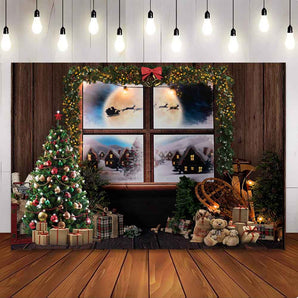 [Only Ship To U.S] Mocsicka Christmas Decoration in The House Photography Backdrop-Mocsicka Party