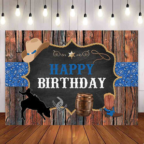 [Only Ship To U.S] Mocsicka Western Cowboy Theme Happy Birthday Party Backdrop-Mocsicka Party