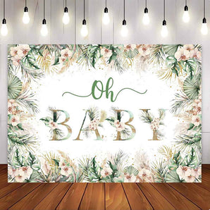 [Only Ship To U.S] Mocsicka Flowers Oh Baby BabyShower Party Backdrop-Mocsicka Party