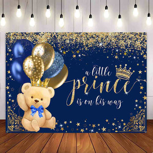 [Only Ship To U.S] Mocsicka A Litter Prince is one his Way Baby Shower Party Backdrop-Mocsicka Party