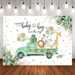[Only Ship To U.S] Mocsicka Safari A Sweet Baby Boy Is On The Way Baby Shower Party Backdrop-Mocsicka Party