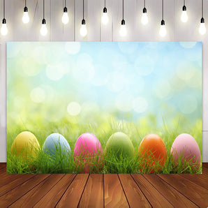 Mocsicka Easter Party Eggs On The Grass Photography Backdrop for Easter