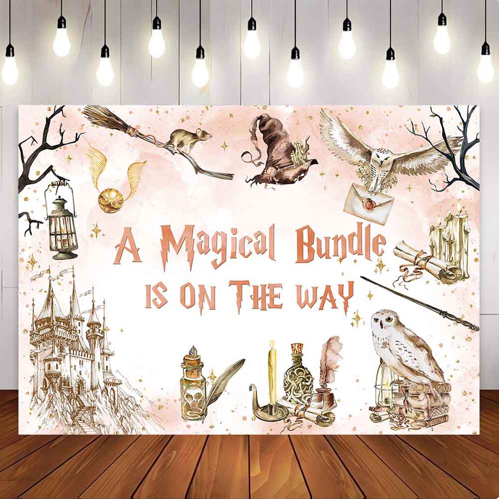 [Only Ship To U.S] Mocsicka A Magical Bundle is on the Way Baby Shower Party Backdrop-Mocsicka Party