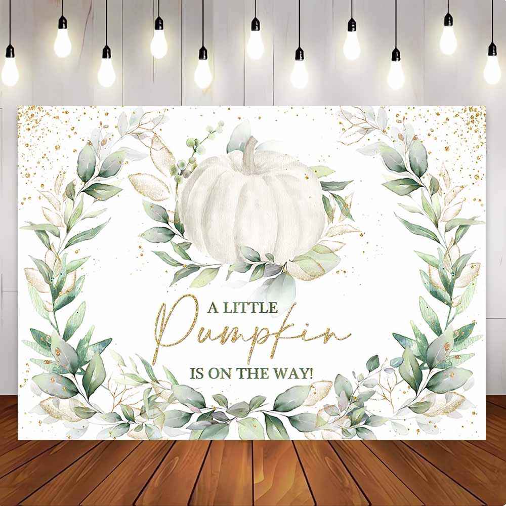 Mocsicka A Little Pumpkin is on the way Baby Shower Party Backdrop-Mocsicka Party