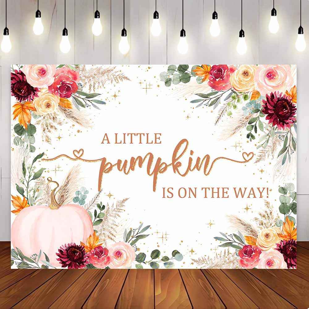 Mocsicka Flowers A Little Punpkin is on the way Baby Shower Party Backdrop-Mocsicka Party