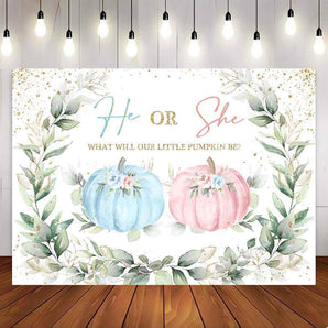 Mocsicka What Will Our Little Pumpkin Be Gender Reveal Party Backdrop-Mocsicka Party