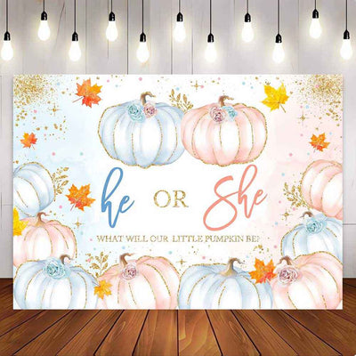 Mocsicka He or She What will Our Little Pumpkin Be Gender Reveal Party Backdrop-Mocsicka Party