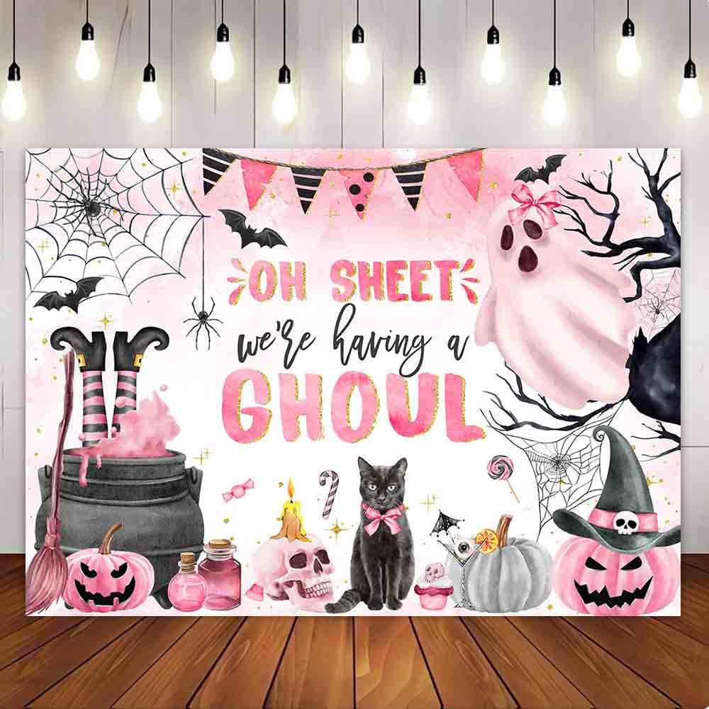 Mocsicka Oh Sheet We're Having a Ghoul Baby Shower Party Backdrop-Mocsicka Party