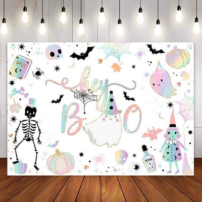 Mocsicka Hey Boo Halloween Theme Party Backdrop-Mocsicka Party
