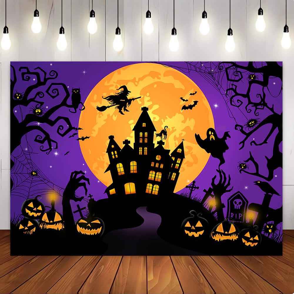 Mocsicka Purple Night Sky Halloween Theme Party Backdrop-Mocsicka Party
