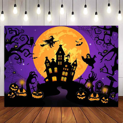 Mocsicka Purple Night Sky Halloween Theme Party Backdrop-Mocsicka Party