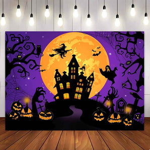 Mocsicka Purple Night Sky Halloween Theme Party Backdrop-Mocsicka Party