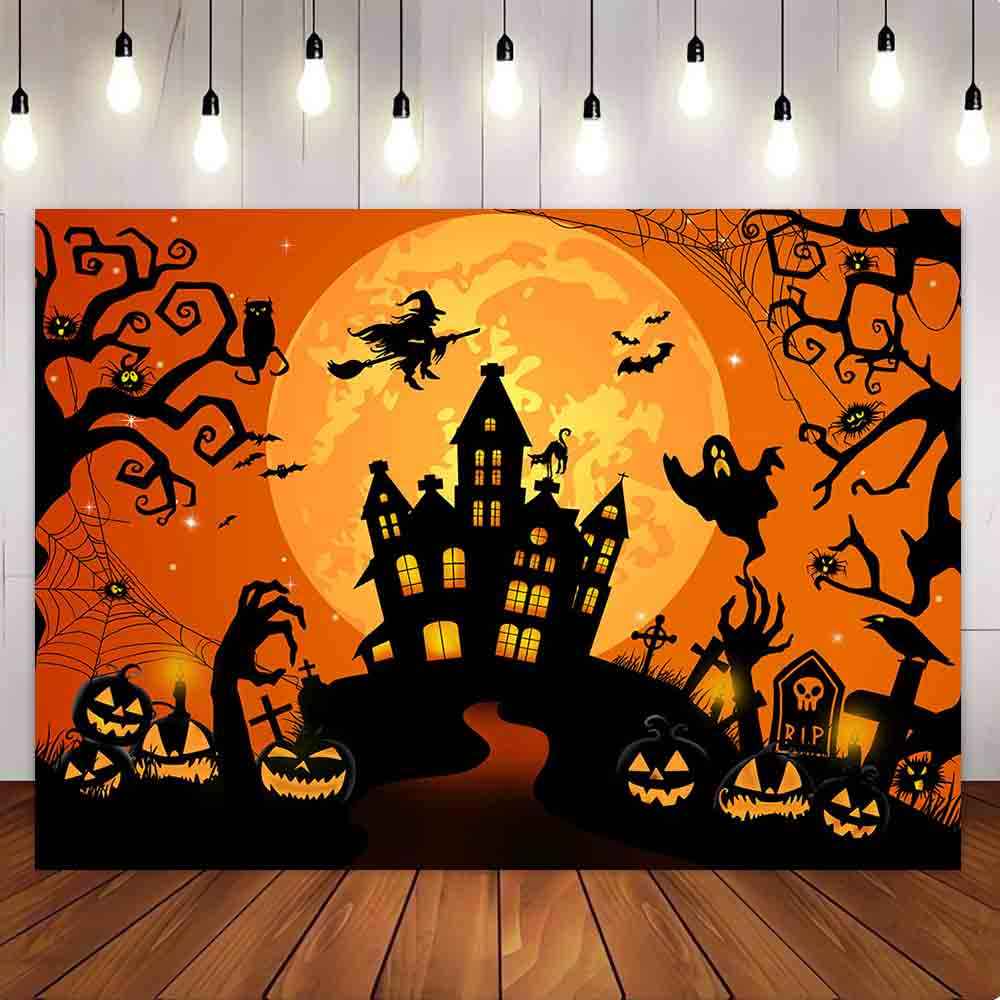 Mocsicka Graveyard Castle Witch Halloween Theme Party Backdrop-Mocsicka Party