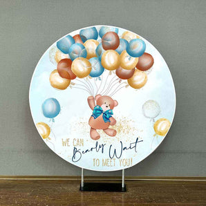 Mocsicka We Can Bearly Wait to Meet You Baby Shower Round Cover-Mocsicka Party