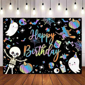 Mocsicka Halloween Theme Happy Birthday Party Backdrop-Mocsicka Party