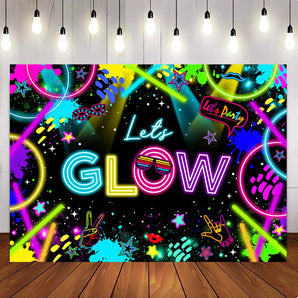 Mocsicka Gorgeous Graffiti Let's Glow Party Backdrop