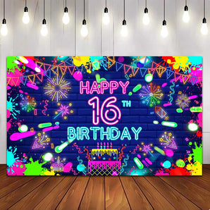 Mocsicka Happy 16th Birthday Gorgeous Graffiti Party Backdrop