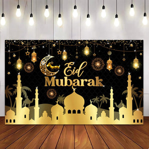 Mocsicka Eid Mubarak Backdrap Banner Large Eid Al-Fitr for Party Decor