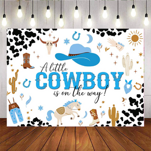 Mocsicka A Little Cowboy is on the Way Baby Shower Party Backdrop