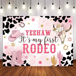 [Only Ship To U.S] Mocsicka West Cowboy Theme It's my first Rodeo Birthday Party Backdrop-Mocsicka Party