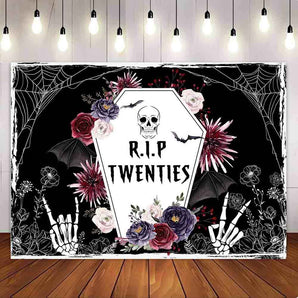 Mocsicka Hallonwen Theme R.I.P Twenties Birthday Party Backdrop-Mocsicka Party