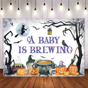 Mocsicka A Baby is Brewing Halloween Baby Shower Party Backdrop-Mocsicka Party