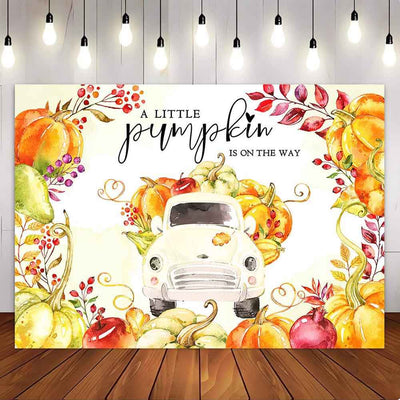 Mocsicka A Littel Pumpkin is one the Way Backdrop for Baby Shower Party-Mocsicka Party
