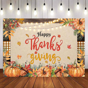 Mocsicka Golden Pumpkins Happy Thanksgiving Party Backdrop-Mocsicka Party